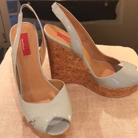 Saks Fifth Avenue Shoes - SAKS red label powder blue wedges 8.5👗